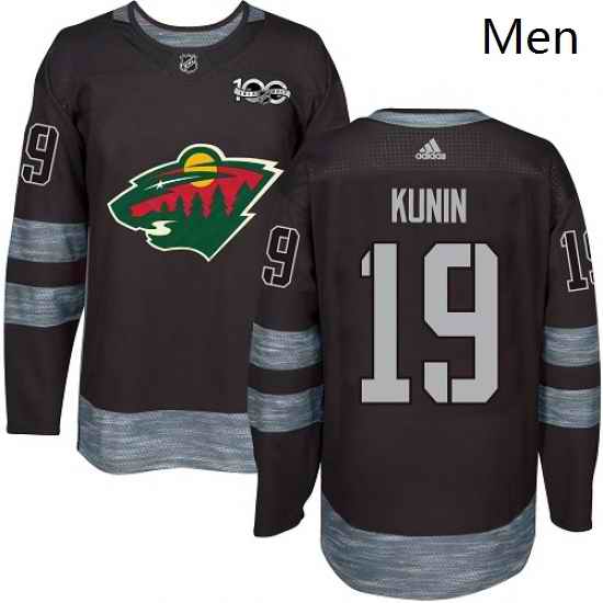 Mens Adidas Minnesota Wild 19 Luke Kunin Premier Black 1917 2017 100th Anniversary NHL Jersey